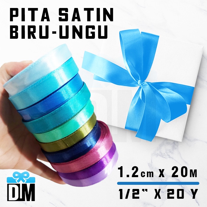 

Pita satin kado hadiah bingkisan 1/2 inch 1 .27 cm Warna Biru sampai Ungu Blue until Purple