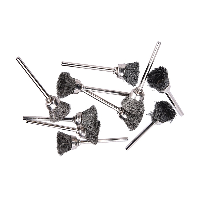 10pcs Sikat Kawat Mini Bahan Stainless Steel Ukuran 13mm Untuk Dremel Rotary Tool