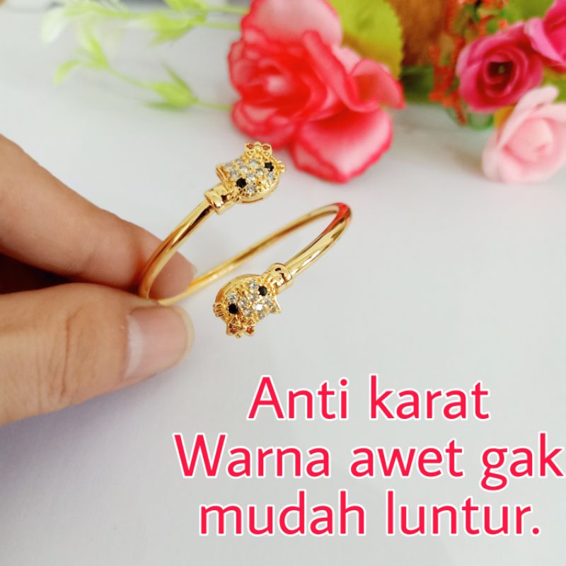 PROMO Gelang anak hello kitty titanium lapis emas anti karat.