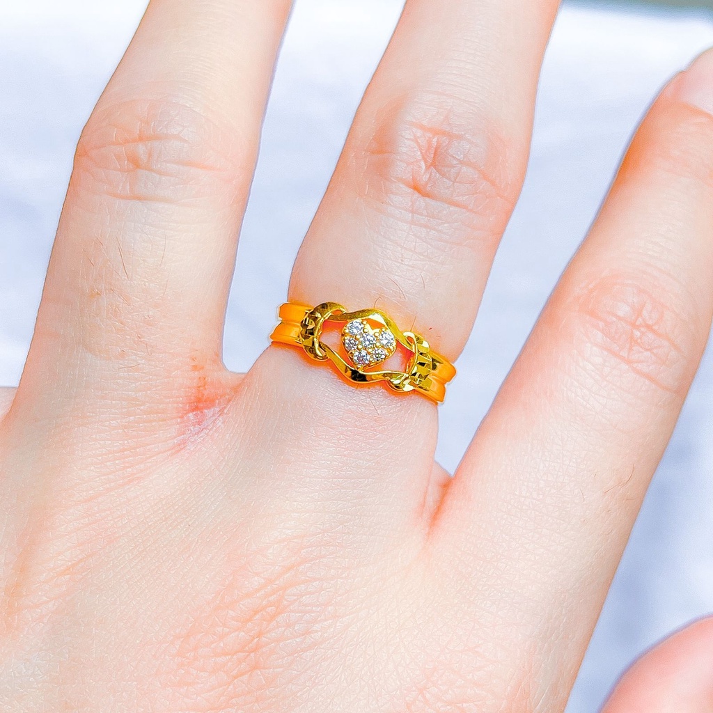 Cincin lebar anak dan dewasa emas asli kadar 700 70 16k love kupu bulat mariposa ringan 1 gram mas kuning permata bulat ukir kilat nampak besar