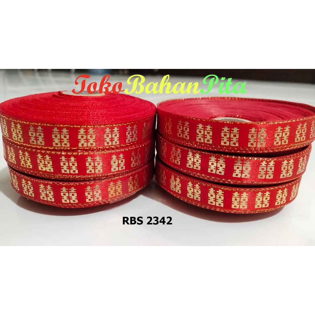 

(25 yard) Pita Satin Motif Shuang Xi RBS 2342 | Toko Bahan Craft | Grosir Pita