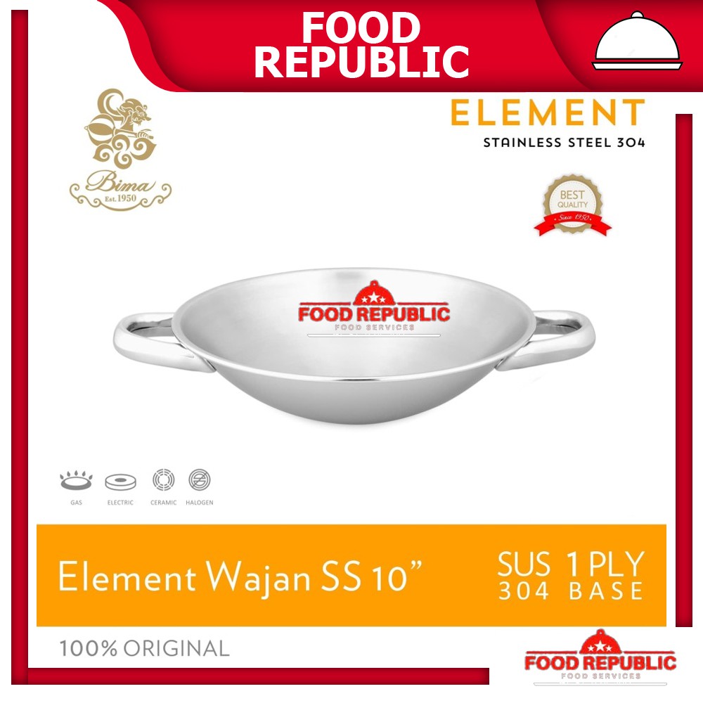 BIMA ELEMENT WAJAN STAINLESS STEEL 25 CM STAINLESS SUS 304 1203 PANCI