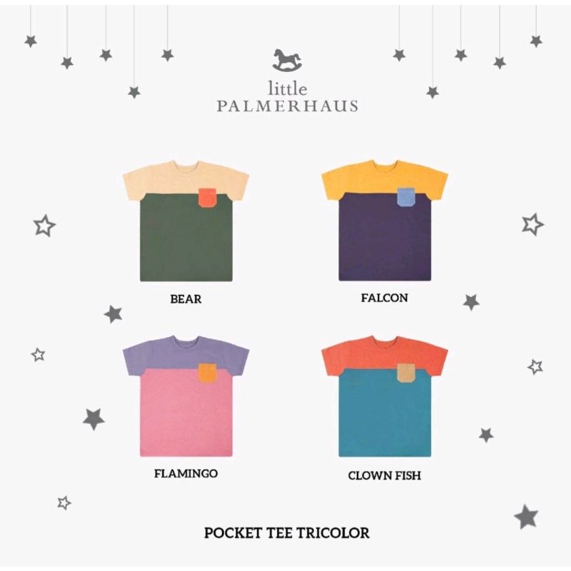 Little Palmerhaus Pocket Tee Tricolor Atasan Kaos Anak 1 2 3 4 5 6 tahun