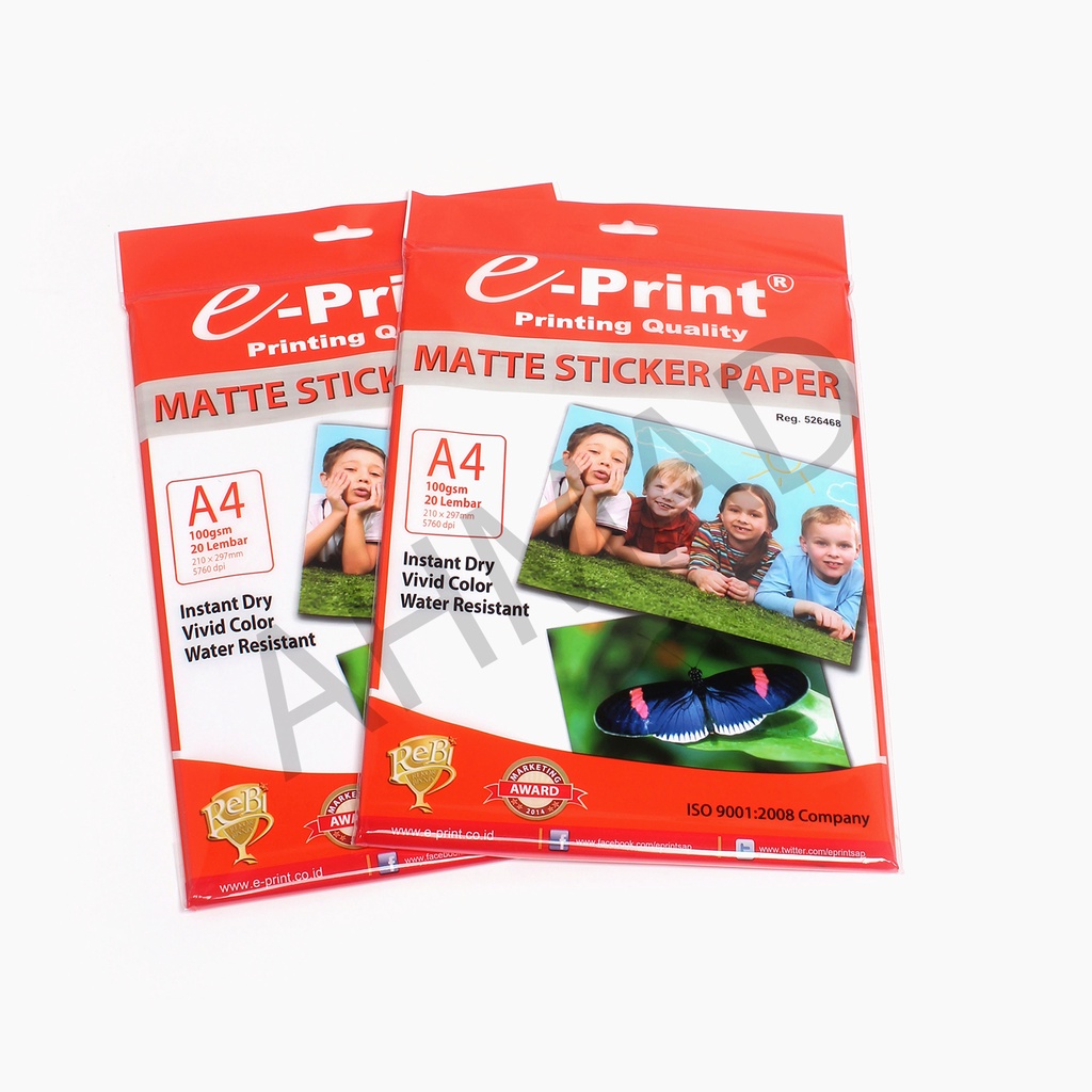 

E-Print Matte Sticker Paper A4 100 gsm ( 210 x 297mm )