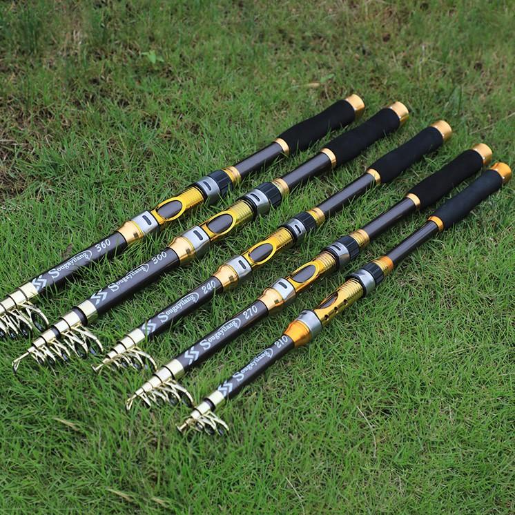 Dapatkan Hari Ini Pancing Teleskopik Portabel 2.1m-3.6m Carbon Fiber Spinning Fishing Rod