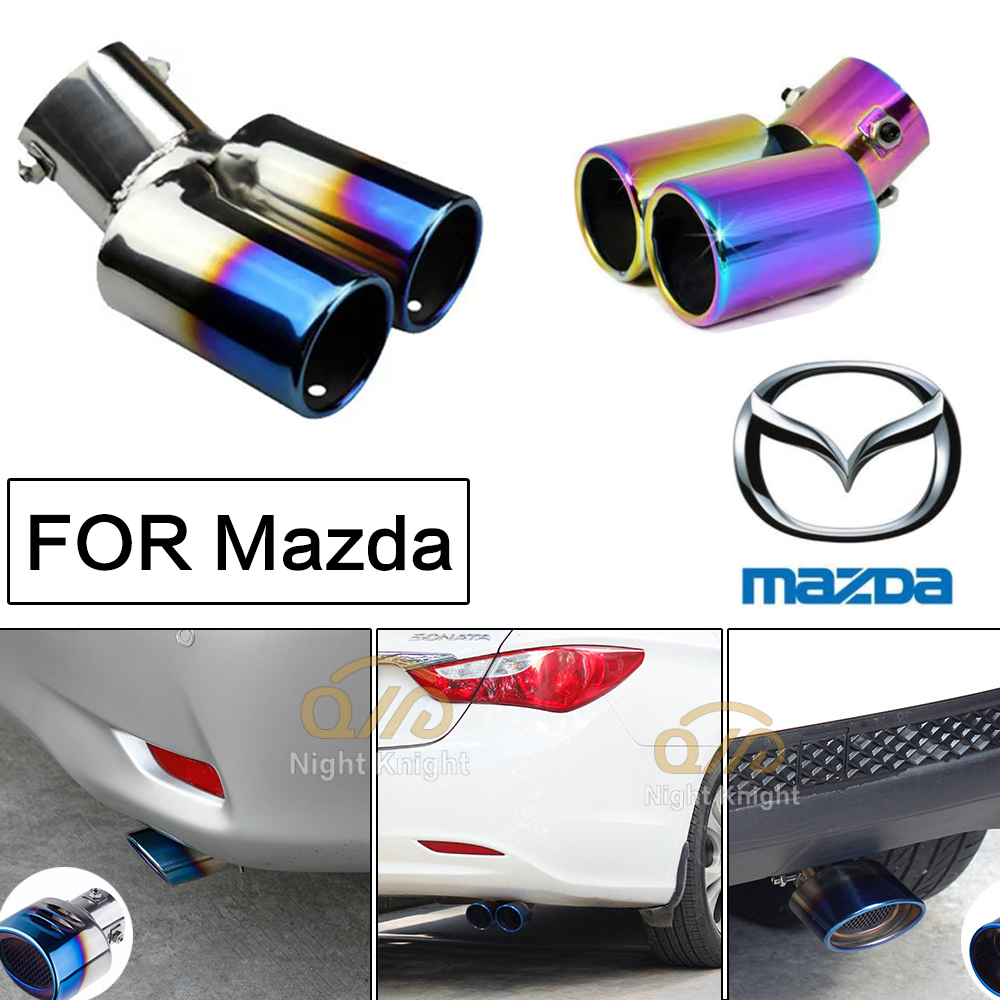 Ujung Knalpot Mobil Muffler Pipa Stainless Steel Chrome Trim Modifikasi Pipa Ekor Knalpot Pipa knalpot roda belakang mobil For Mazda speed CX-30 CX-8 Mazda3 CX-3 CX-9 Mazda6 CX-5 Mazda2