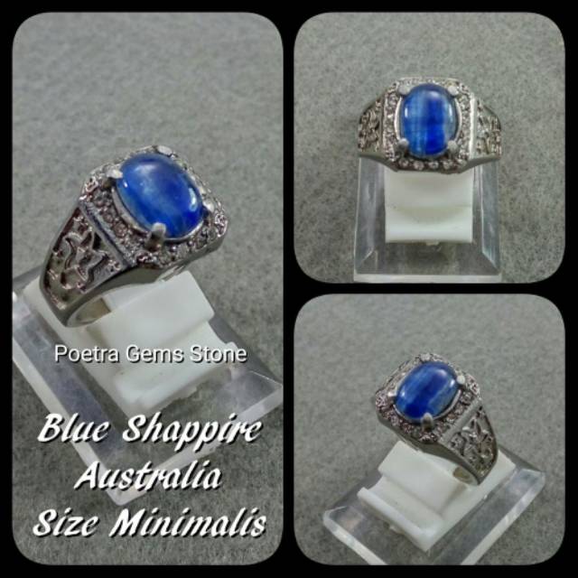 BATU CINCIN PERMATA BLUE SHAPPIRE AUSTRALIA ASLI NATURAL SIZE KANTORAN