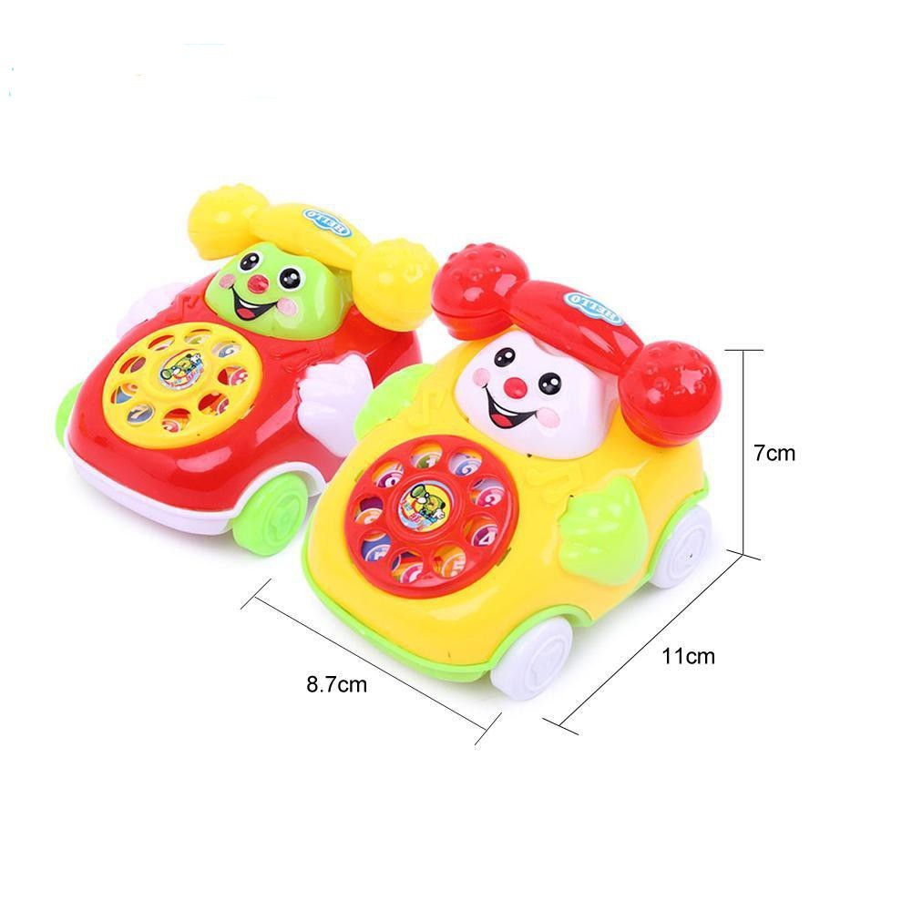 Mainan Telepon Motif Wajah Tersenyum Model Tarik Dengan Musik For baby Berkualitas Tinggi Berdering