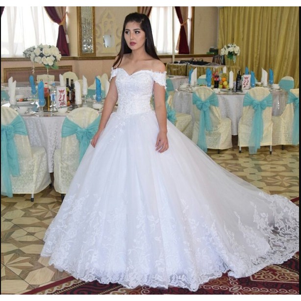 White Ball Gown Bridal Dress mariage Vintage Lace Wedding Dress 2020 Princess with Sleeve