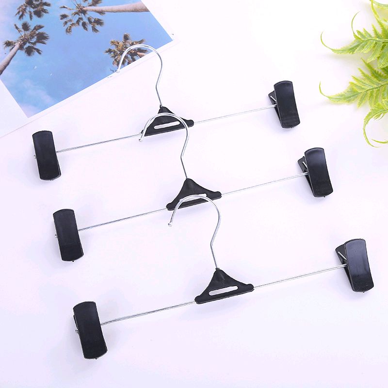 10 Pcs Hanger Baju Gantungan Jepit Besi Kawat Segitiga Hitam Kawat Besi Plastik Gantungan Celana Rok Dan Baju Geser