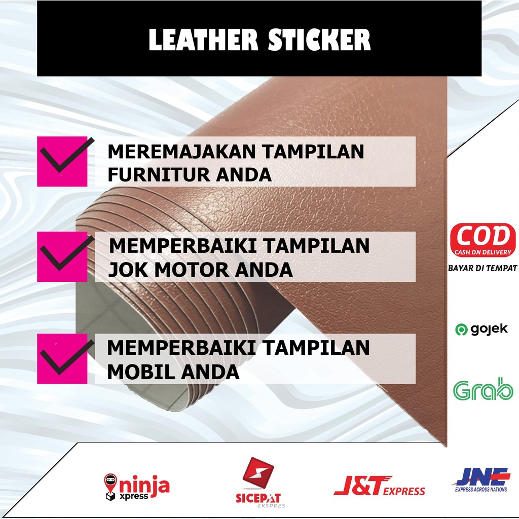 Sticker Stiker Tambalan Penambal Perbaikan Leather Leater Bahan Kulit Kualitas Import Sarung Jok Motor Kursi Mobil Sofa Tas Furniture Uk. 20 x 120 Multifungsi Berkualitas SL3