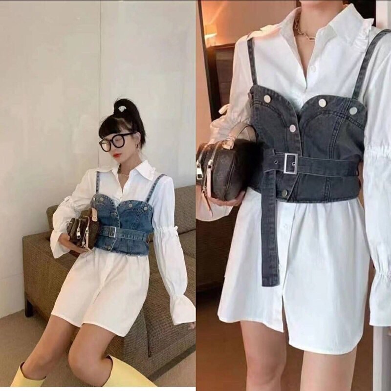 set kemeja outer jeans