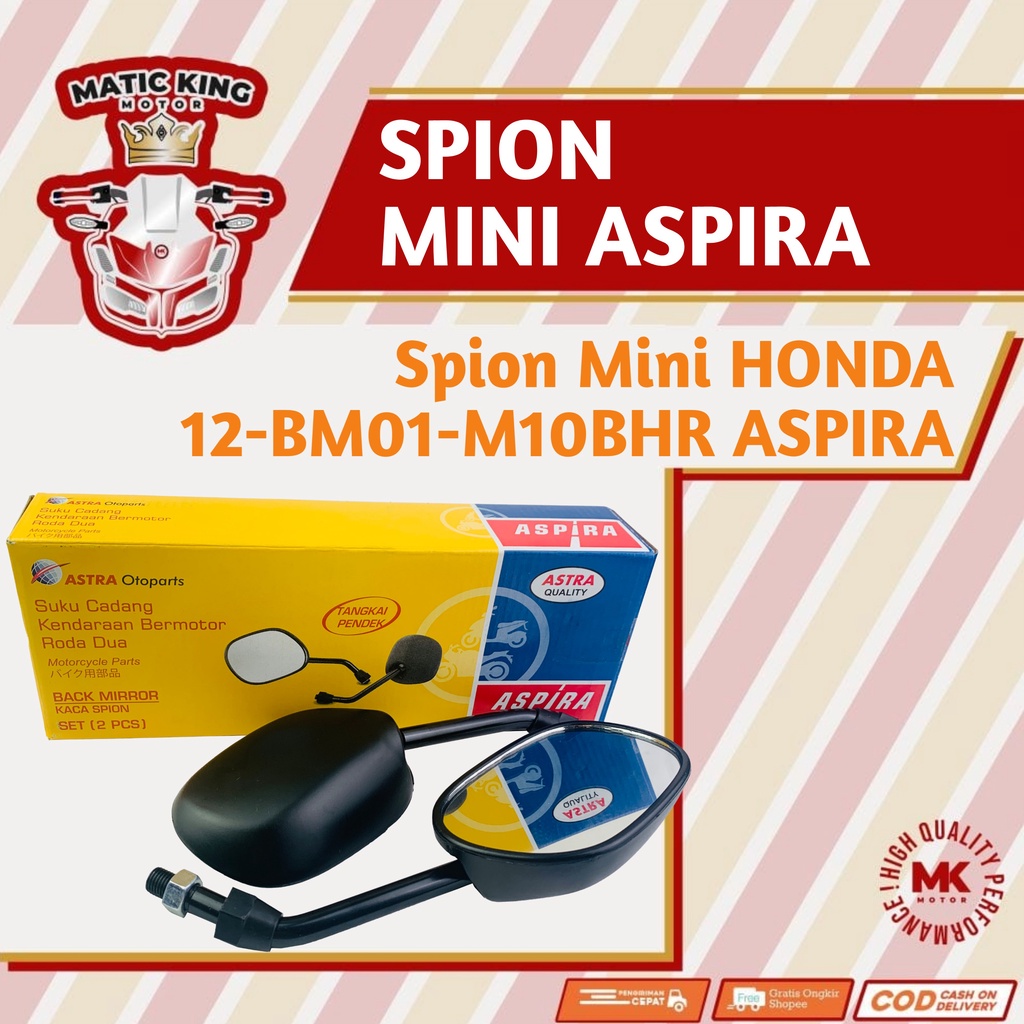 Kaca spion HITAM motor honda yamaha BEAT VARIO SCOOPY SPACY MIO FINO SUPRA X JUPITER Z MX mini standar variasi gagang pendek ASPIRA HONDA BM01