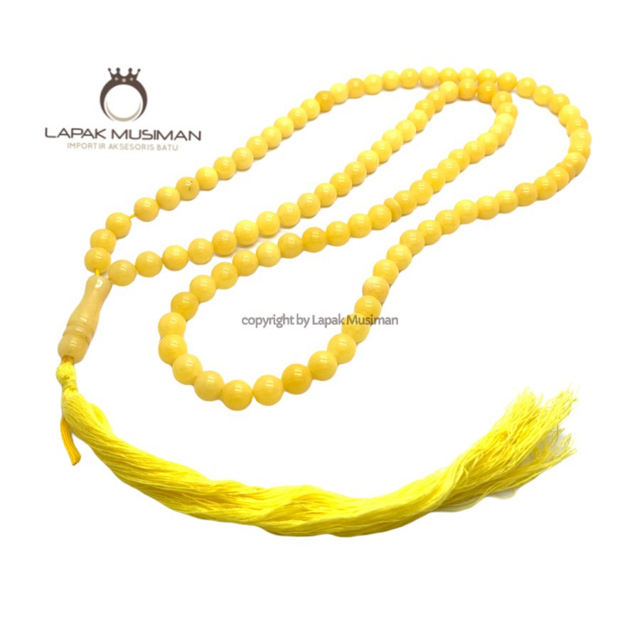 [Bayar di Tempat] Tasbih Batu Giok Kuning Asli Natural Dimensi 8MM