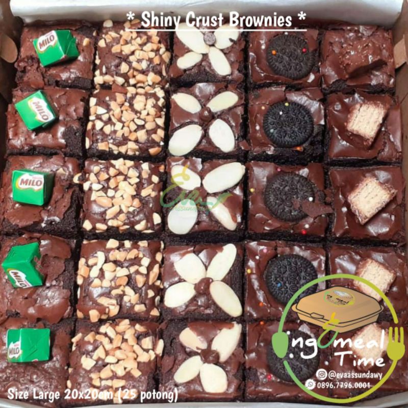 

Shiny Brownies / Shiny Crust Fudge Brownis Sekat Panggang / Brownies Fudgy 20x20 cm