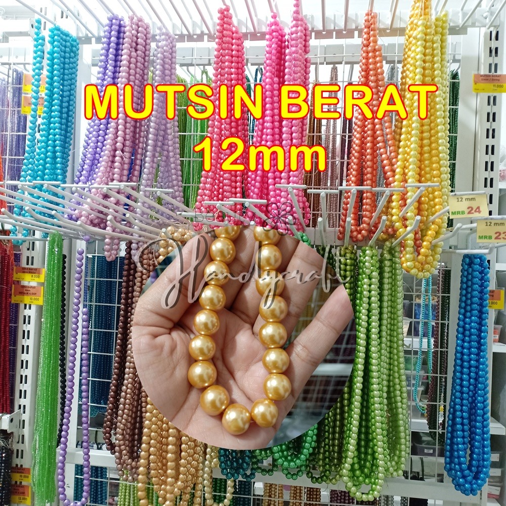 Mutiara Sintetis 12mm mutsin berat per RENTENG