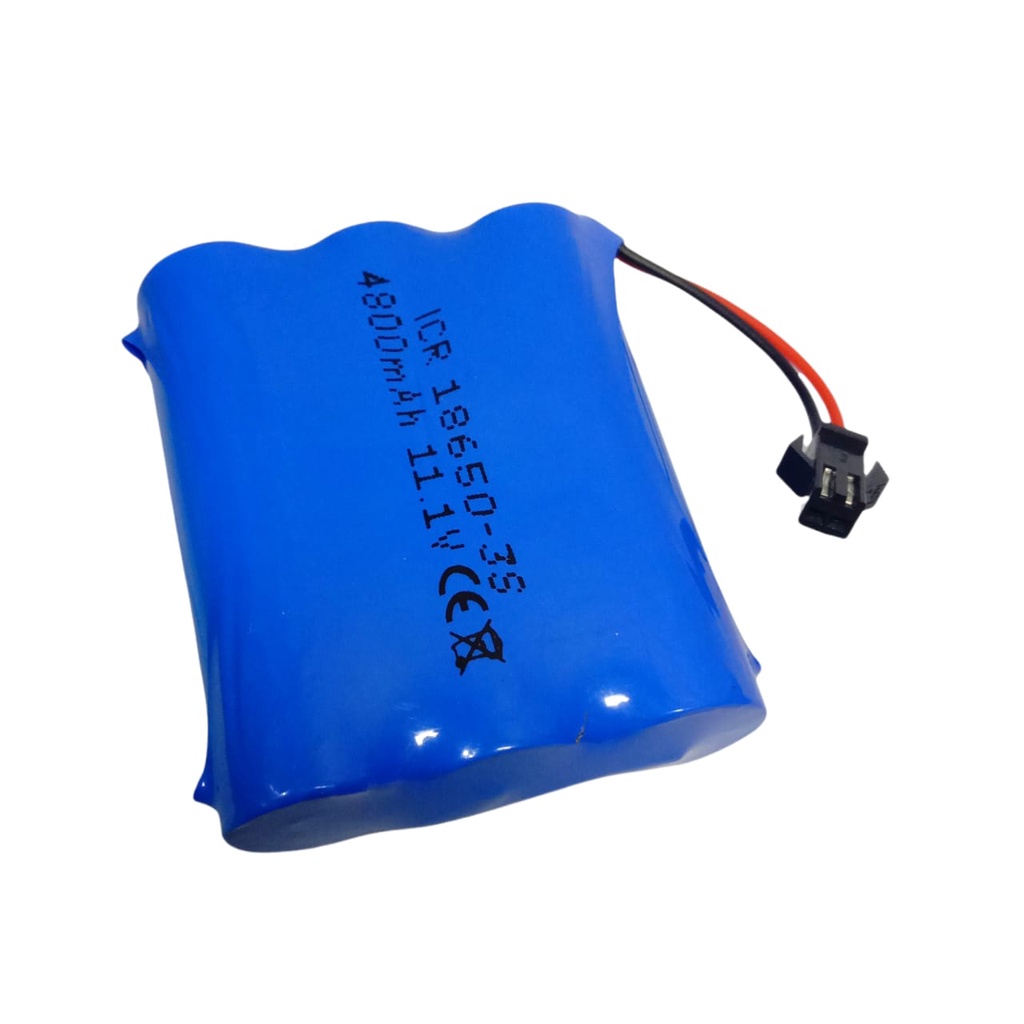 Baterai Speaker Bluethooth / Batre RC /Baterai Charger 3x Li-ion 18650-3S BMS 4800mAh 11.1V Soket Hitam 2 Pin