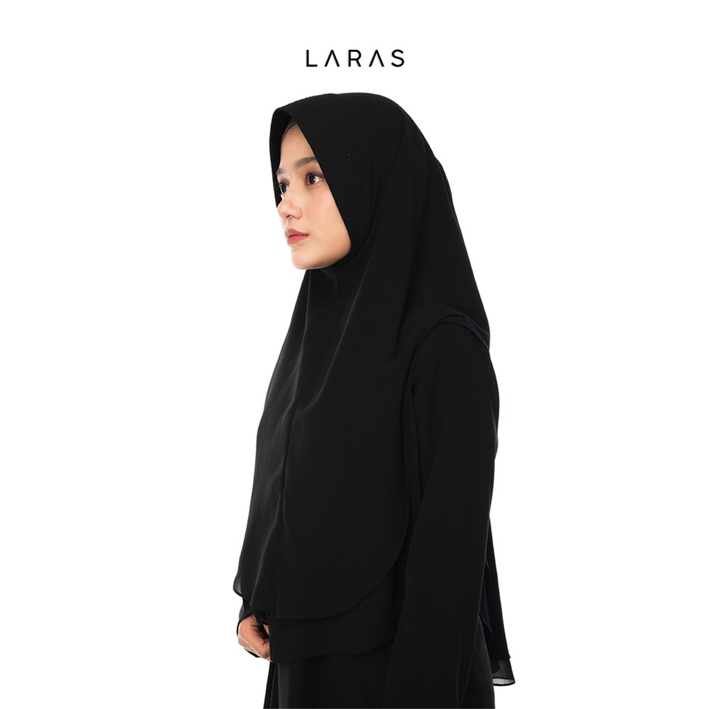 Kerudung Hijab Khimar Instan Bergo Dua Layer Ceruty Babydoll Premium Warna Hitam By Laras