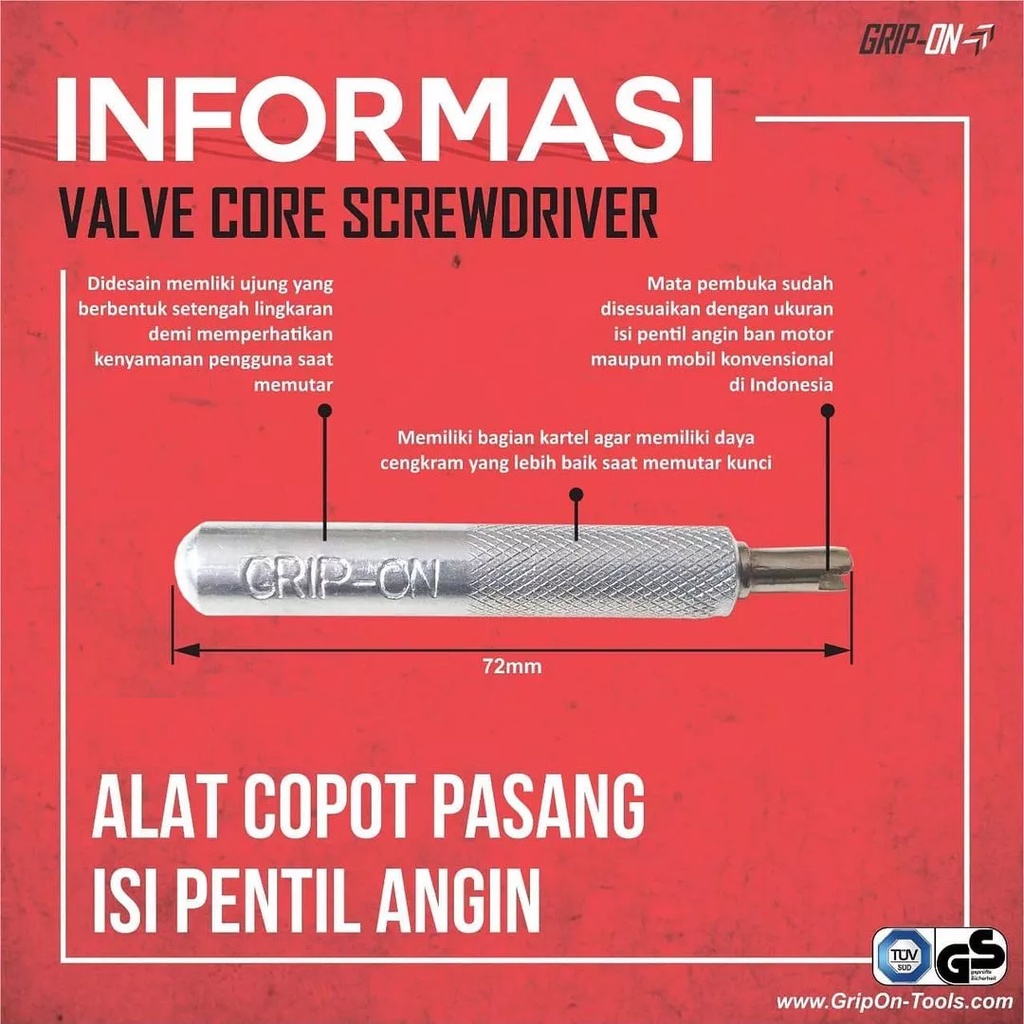 Grip On Kunci Pembuka Pentil Multifungsi Ban Motor Mobil Sepeda Valve Core Screwdriver Mobil Sepeda VCT-03