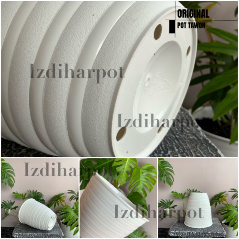 Pot bunga tanaman tawon putih tinggi 24cm - pirus ASLI