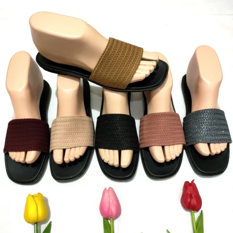 sandal wanita murah Felonie WB Selop Rajut halus Import terbaru turki