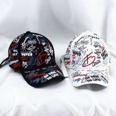 Topi Baseball Motif Graffiti Gaya Hip Hop Korea Untuk Pria Dan Wanita