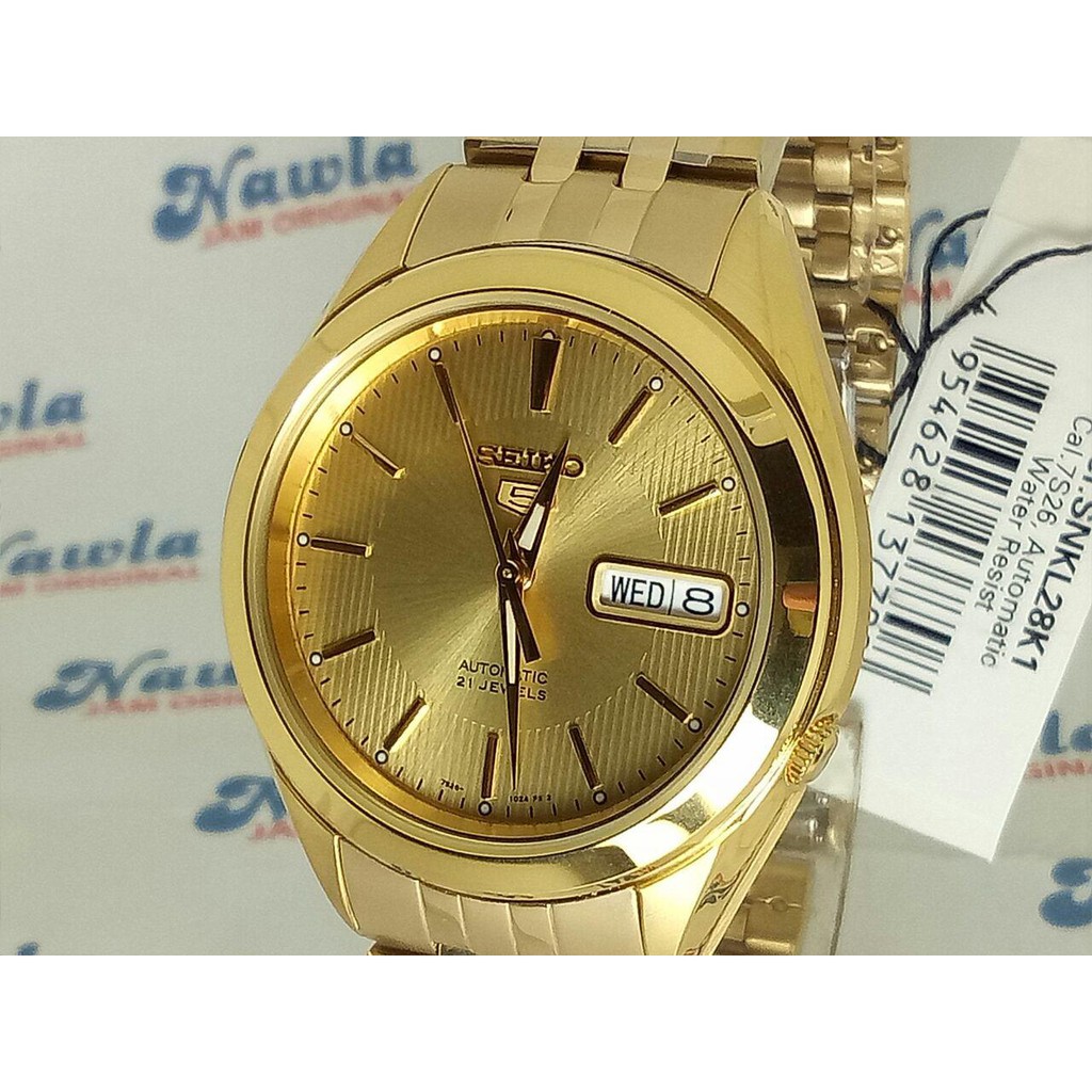 Seiko 5 SNKL28K1 Automatic Gold Plated - Jam Tangan Pria SNKL28