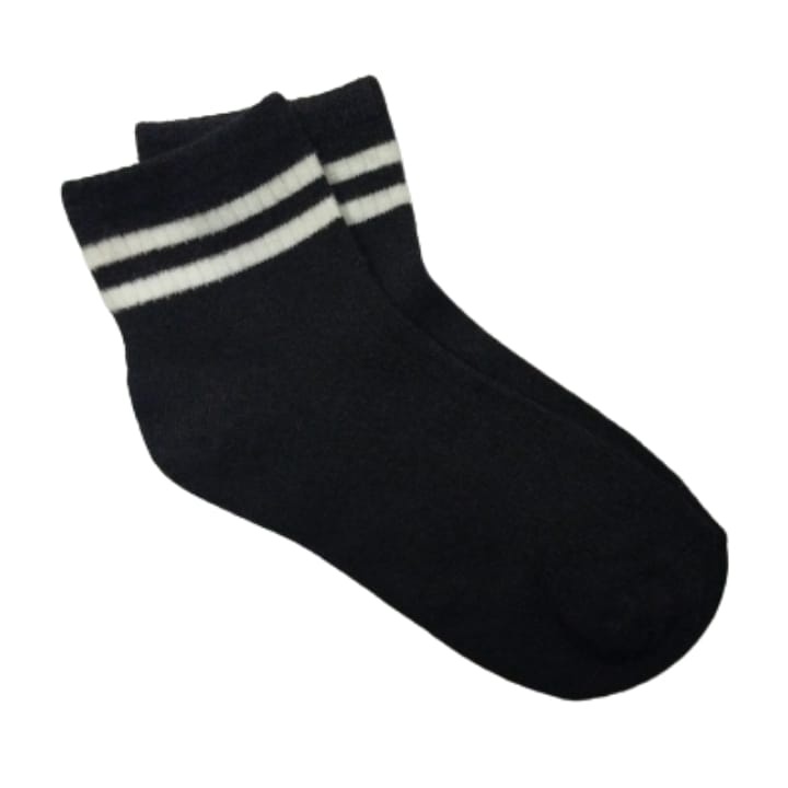 Kaos Kaki Korea Style ATAS Mata Kaki Ankle LowCut (Bahan Katun) 2STRIPS-KOREA -HITAM