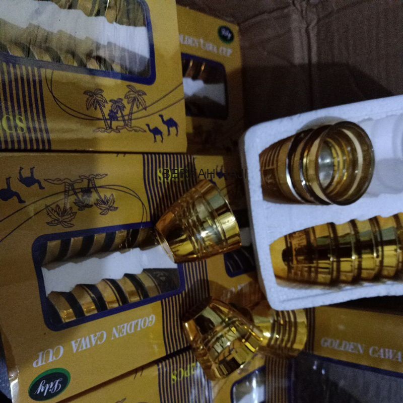 gelas zamzam golden cawa cup gelang cucing isi 12pcs