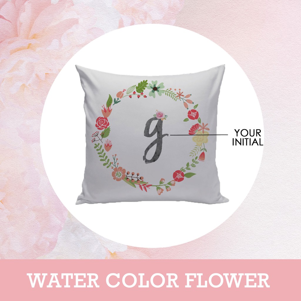 

Bantal Custom Text Name And Initial - Water Color Flower