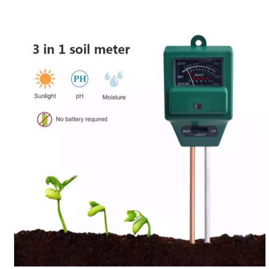 3 in1 PH Tanah KOTAK, Kelembaban, Cahaya Soil, Moisture, Light Meter Alat Ukut Berkebun