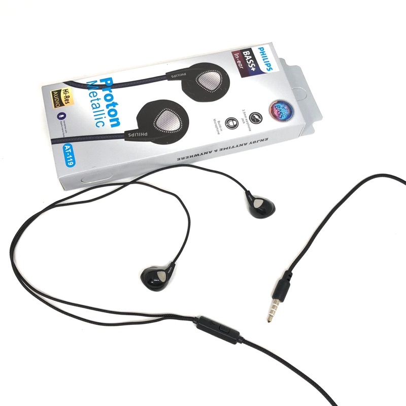 Ready Stok PROMO HANDSFREE PHILIPS NEW AT119 BASS+ IN EAR EARPHONE AT-119 EXTRABASS SERIES