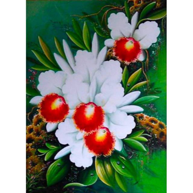 Lukisan Bunga Anggrek Ukuran 135x85  / 120x60 / 90x60 / 80x60