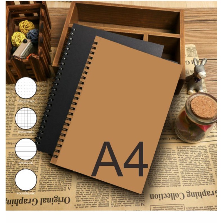 

Notebook A4 Journal Book Buku Catatan Jurnal Notes Line Dotted Grid Blank