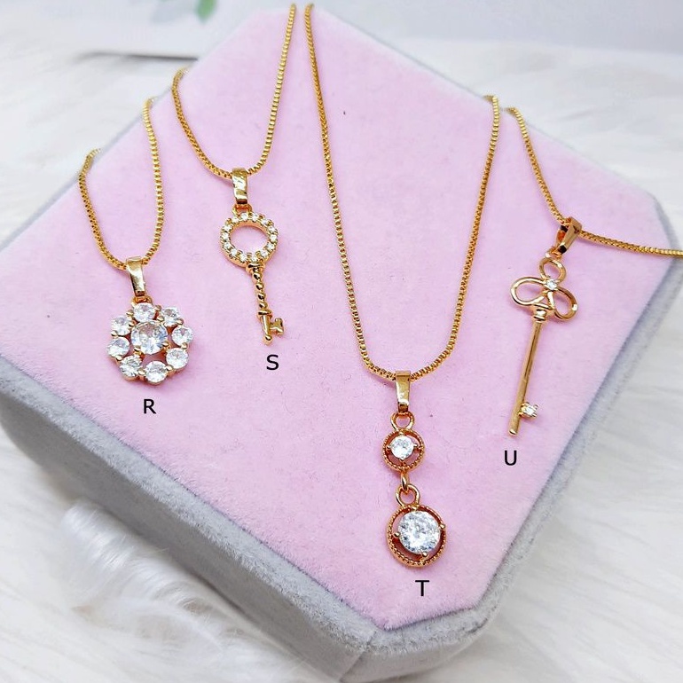 Kalung Xuping Mata Putih Pink Lapis Emas Asli - BN218