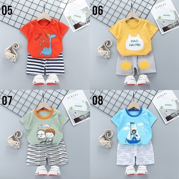 LIN9067 - 2in1 Setelan Atasan Lengan Pendek + Celana Pendek Bayi Cotton Set Baju Bayi Anak Katun Lembut pakaian bayi anak