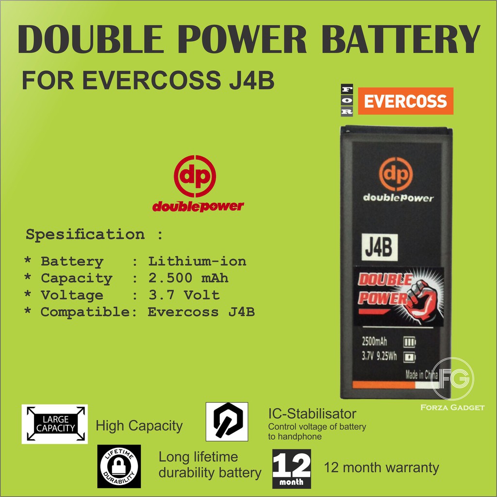 BATTERY DOUBLE POWER EVERCOSS J4B 2500mAh