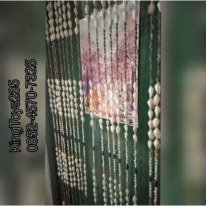 Tirai Kerang Asli Pintu Unik Mewah Cantik Jendela 10 Juntai dalam 1 Ikat Ukuran Tinggi Panjang Keraj