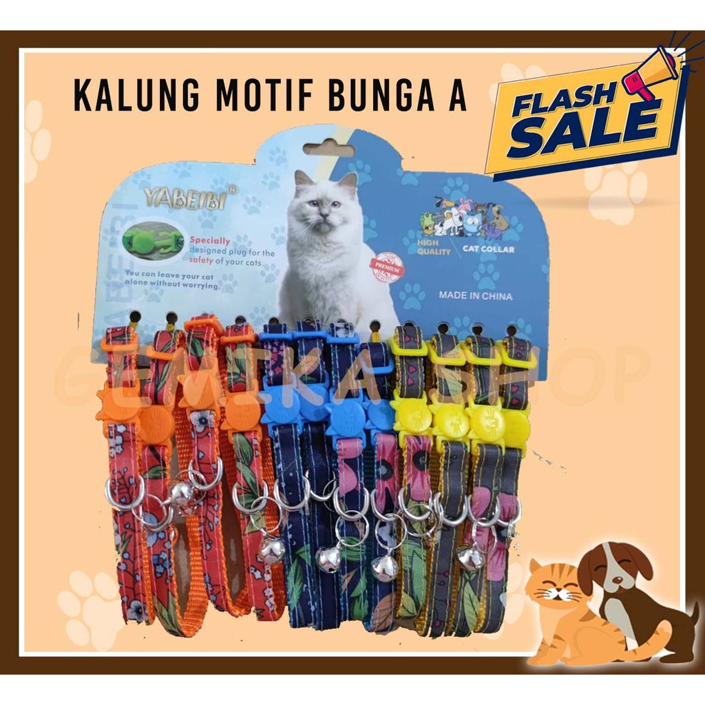 Kalung Hewan Motif Bunga - Kalung Anjing, Kucing Kelinci