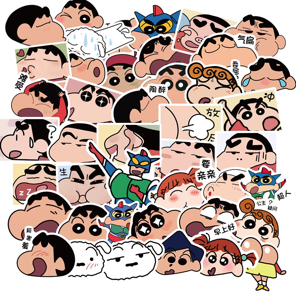 50pcs Cartoon Stickers Crayon Shinchan Sticker for Luggage Skateboard Phone Laptop Moto Bicycle Guitar Stickers/DIY Scrapbooking