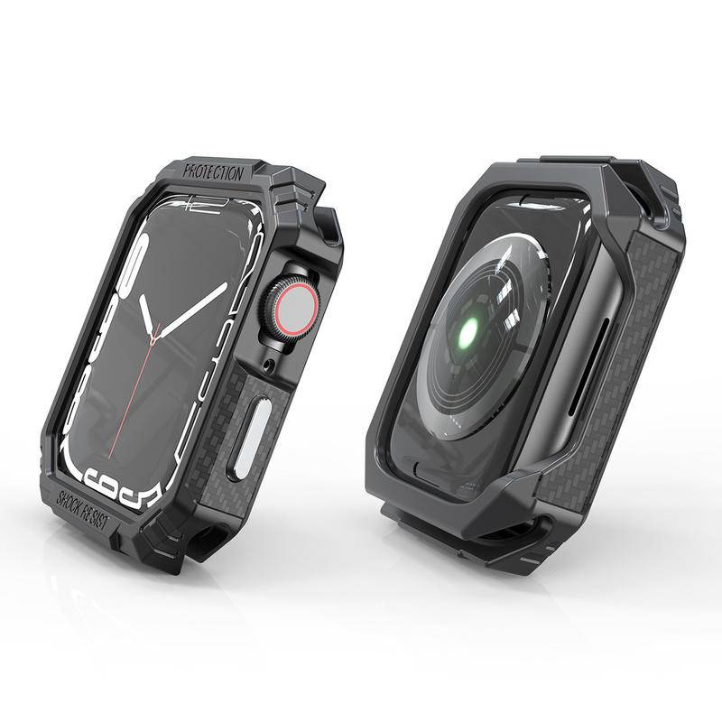 Case Pelindung Apple Watch Seri 7 SE 6 5 4 Sports Bahan PC Carbon Fiber Ukuran 40mm 44mm 45mm