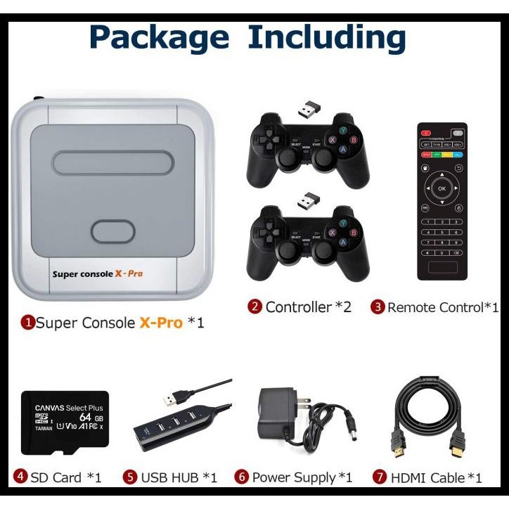 Super Console X-PRO 64/256GB - Retro Game Console Built-in 30000/50000 Games - Game Konsol Portabel dan Android Box 2-in-1