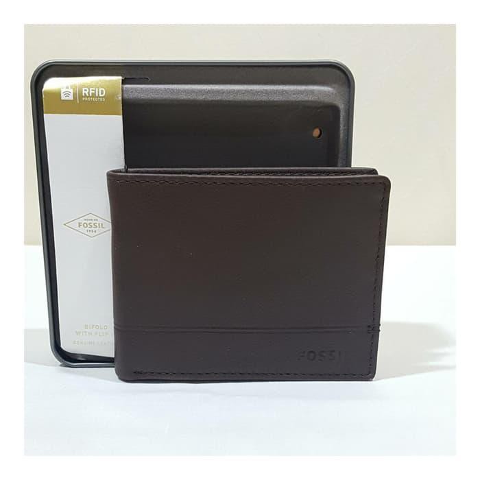 Dompet Pria Fossil Original - Fossil Watts Wallet Dark Brown