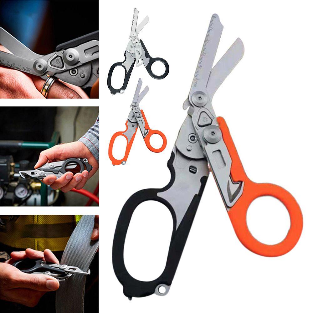 Populer Multifungsi Tanggung Kreatif Lipat Survival Outdoors Survival Scissors Adjustable Hand Tools Gunting Serbaguna