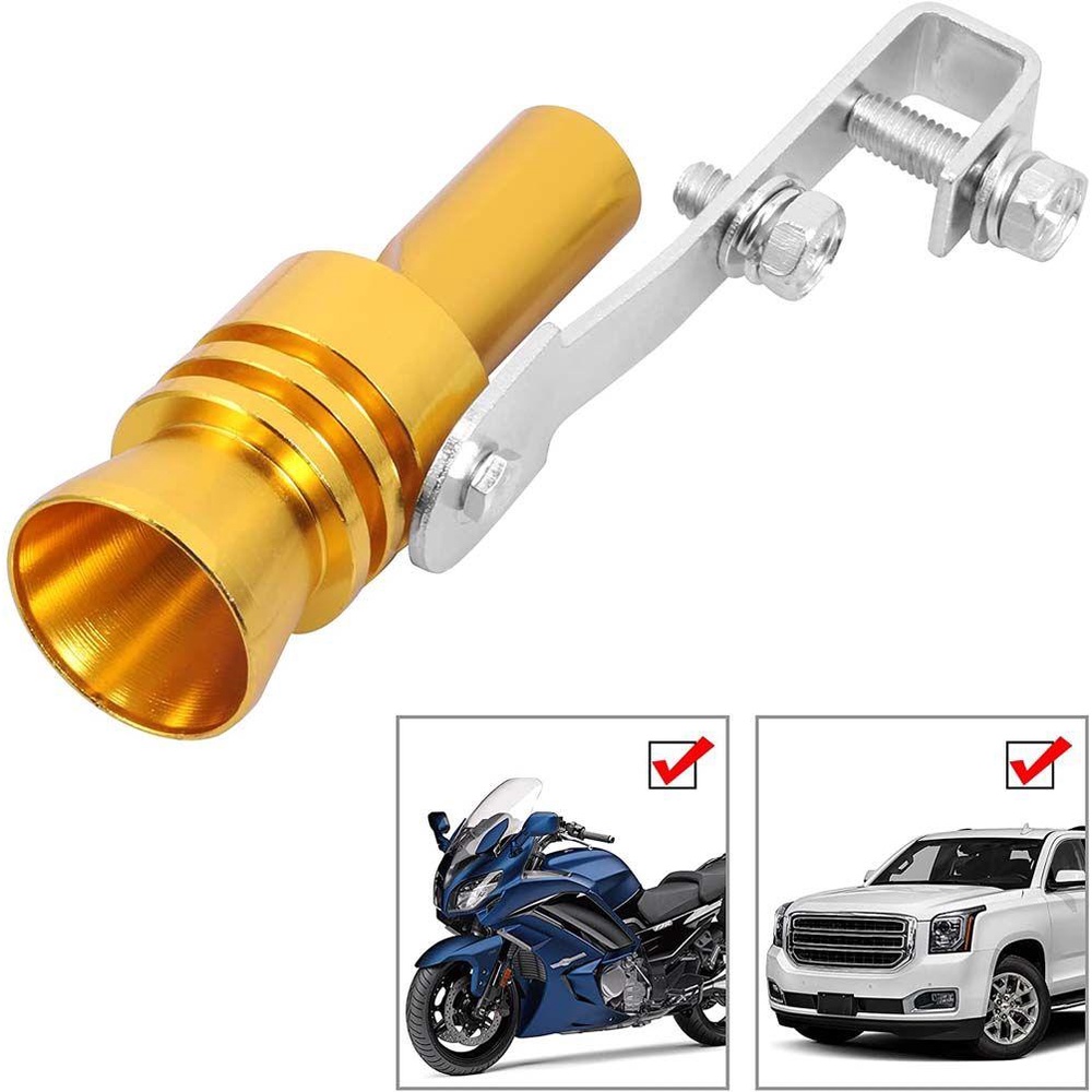 LANFY S/M/L/XL Car Blow Off Turbo Whistle Gold/Silver Exhaust Muffler Pipe Turbo Exhaust Pipe Universal Roar Maker Motorcycle Auto Replacement Parts Aluminum alloy Motorbike Sound Muffler Blow Off Valve/Multicolor