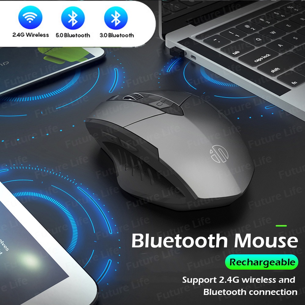 INPHIC PM-6 Mouse Wireless Bluetooth Rechargeable 2.4G Office Silent Mouse Support PC Laptop Tablet Mouse Gaming