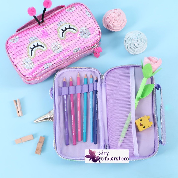 

Lucu Pencil Case Kotal Tempat Pensil Sequin Polkadot Unicorn Mermaid Berkualitas