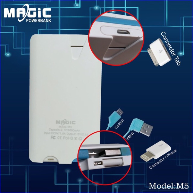 POWER BANK MAGIC 8800 MAH DENGAN MODEL M5