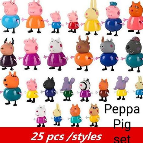 Peppa Pig Figure Set/Cake Topper Peppa/Peppa Figure 25Pcs/Mainan Peppa Outletandara