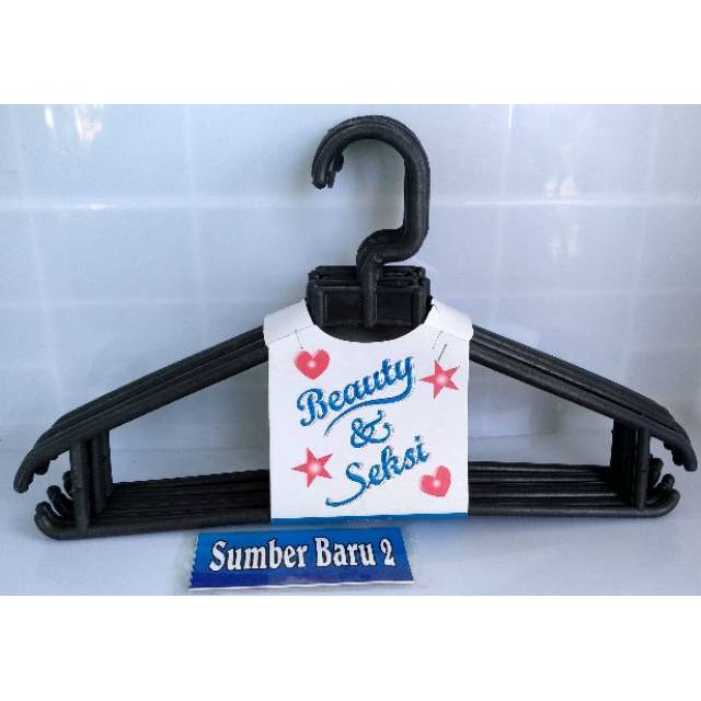 Hanger Plastik Hitam isi 6 Biji